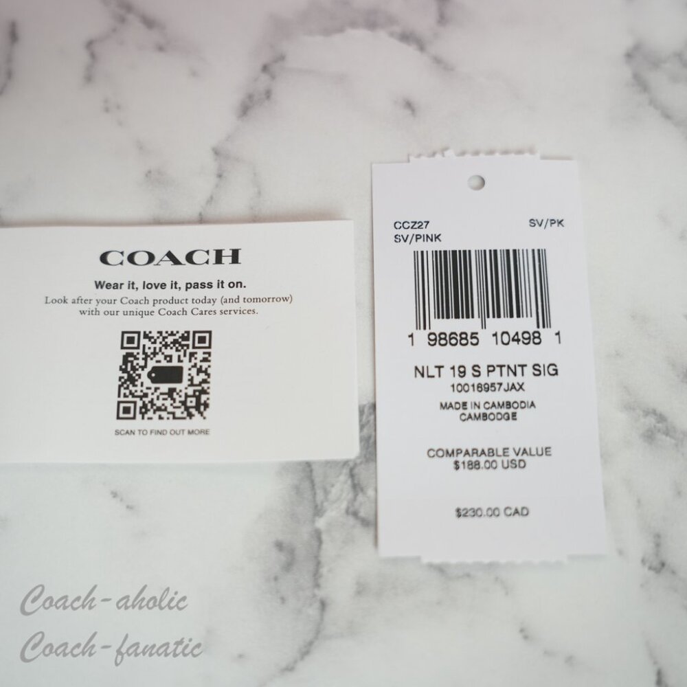 Coach CCZ27 Nolita 19 In Signature Leather With Heart Charm Silver Pink NWT - Picture 10 of 10
